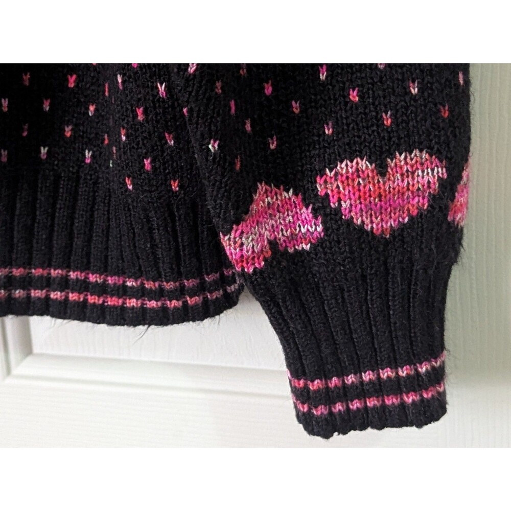 Torrid V Neck Cardigan Sweater Womens 2X Black Pink Heart Button Down Tight Knit - Picture 4 of 9